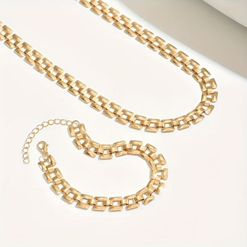 Square Buckle Necklace & Bracelet Set