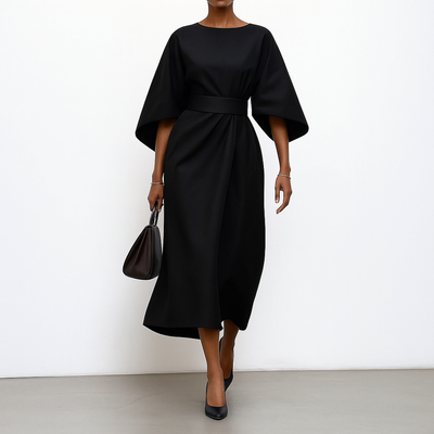 Eldra | Satin Batwing Sleeve Maxi Dress