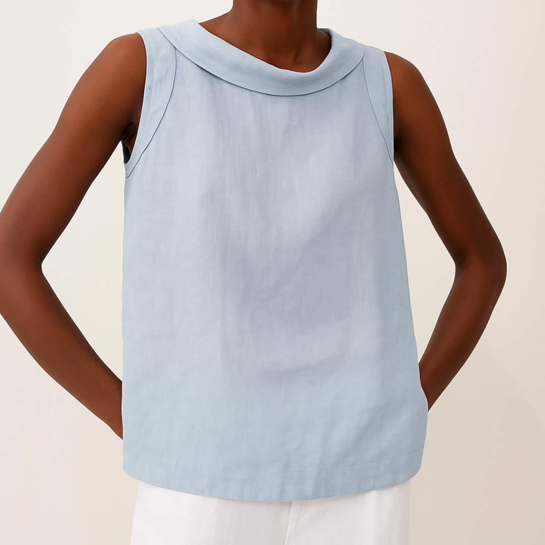 Joyce | Sleeveless Roll Collar Top