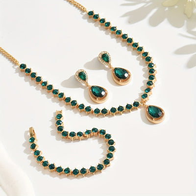 Elegant Geometric Crystal Jewelry Set