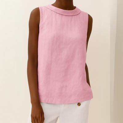 Joyce | Sleeveless Roll Collar Top