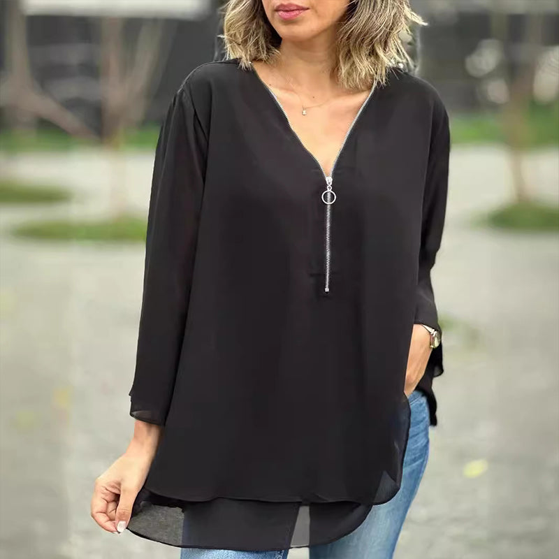 Selindra | Stylish V-Neck Flowy Top