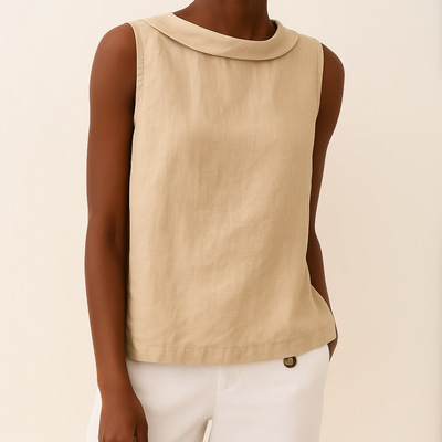 Joyce | Sleeveless Roll Collar Top