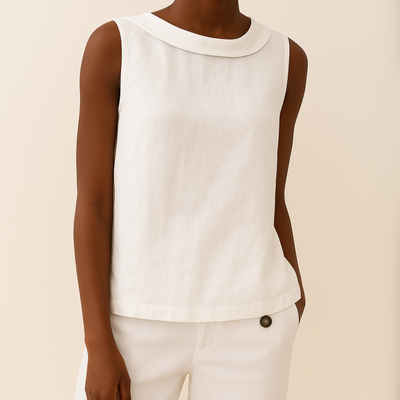 Joyce | Sleeveless Roll Collar Top