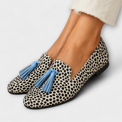 Mira | Fringed Polka Dot Loafers