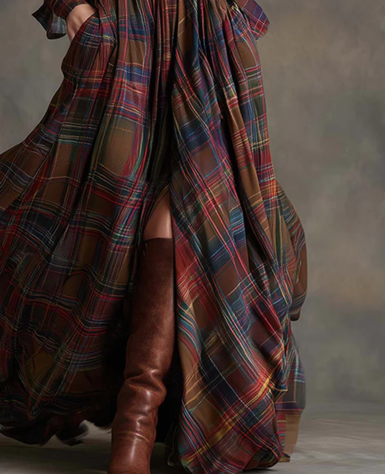 Helena™ | Vintage Plaid Belted Dress