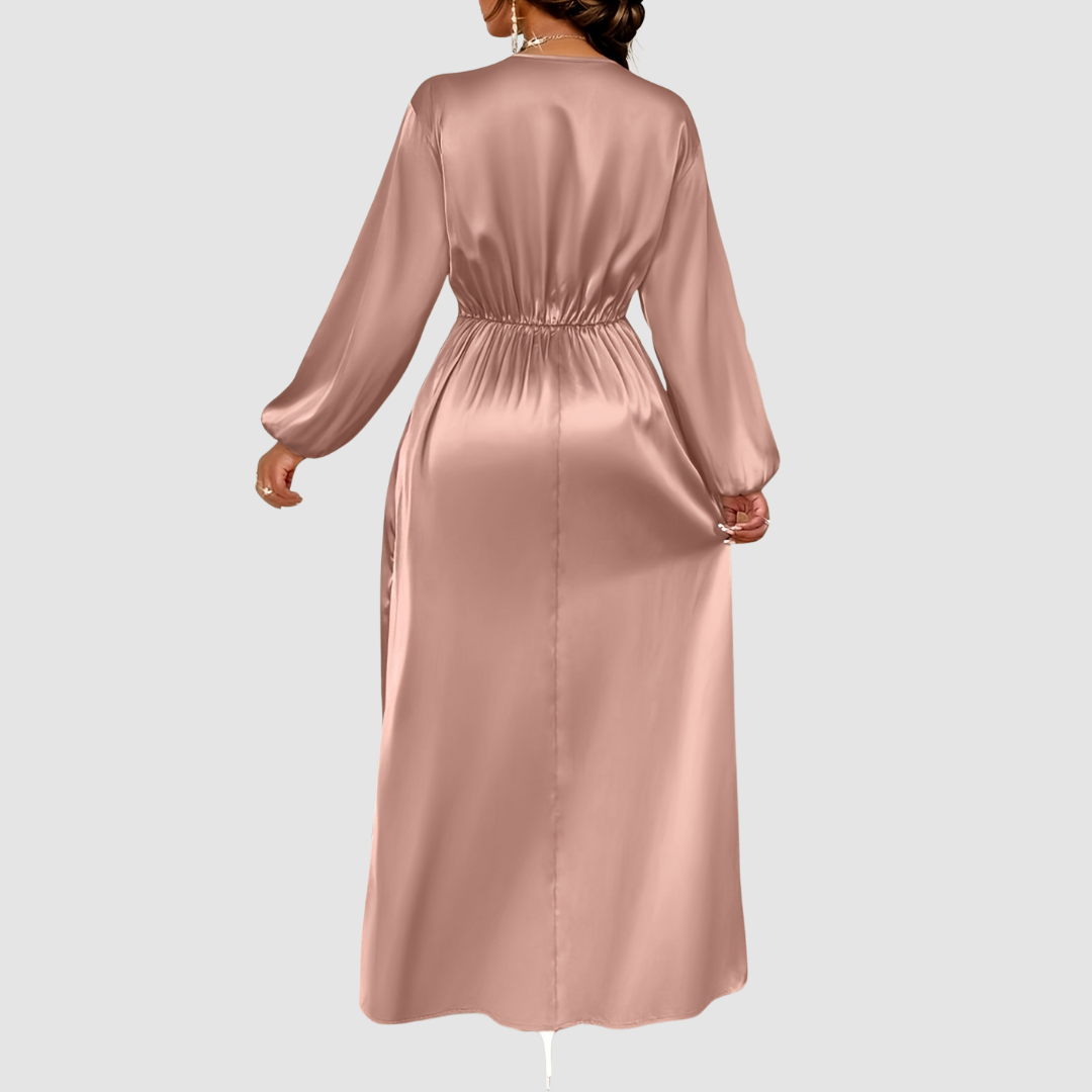 Eleanor | Pleated Satin Maxi Dress