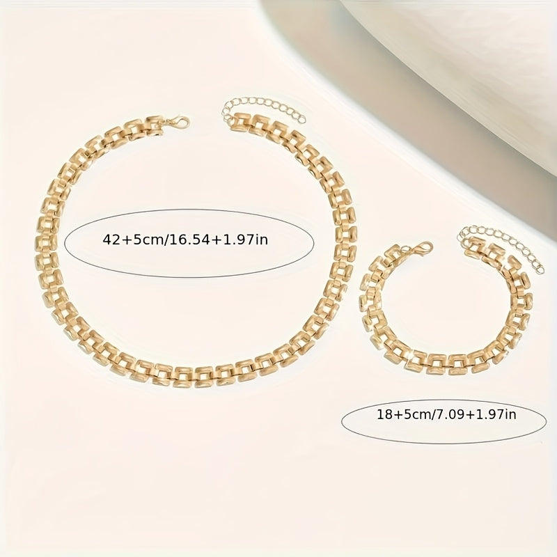 Square Buckle Necklace & Bracelet Set