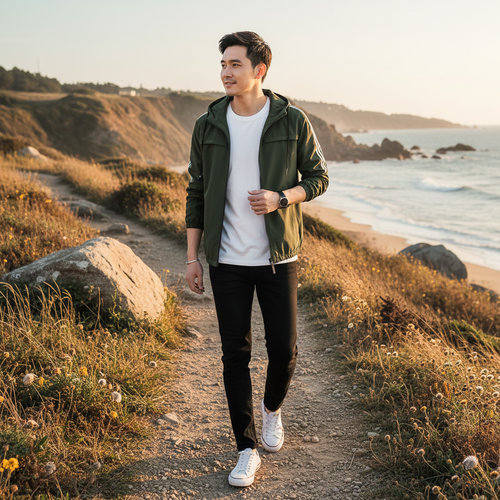 Aiden | Men's Bomber Jacket With Hood And Zip Closure | Casual