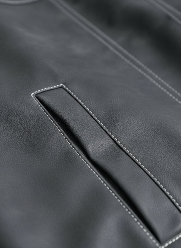 Aiden | Men's Leather Jacket With Zip Closure And Side Pockets | Casual