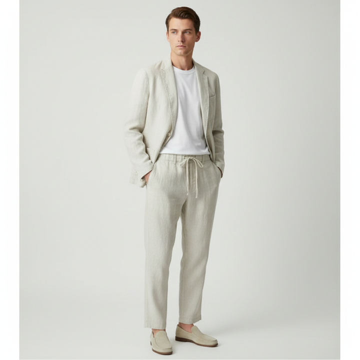 Aiden | Men's Two Piece Suit With Notch Lapel And Drawstring Pants | Smart Casual