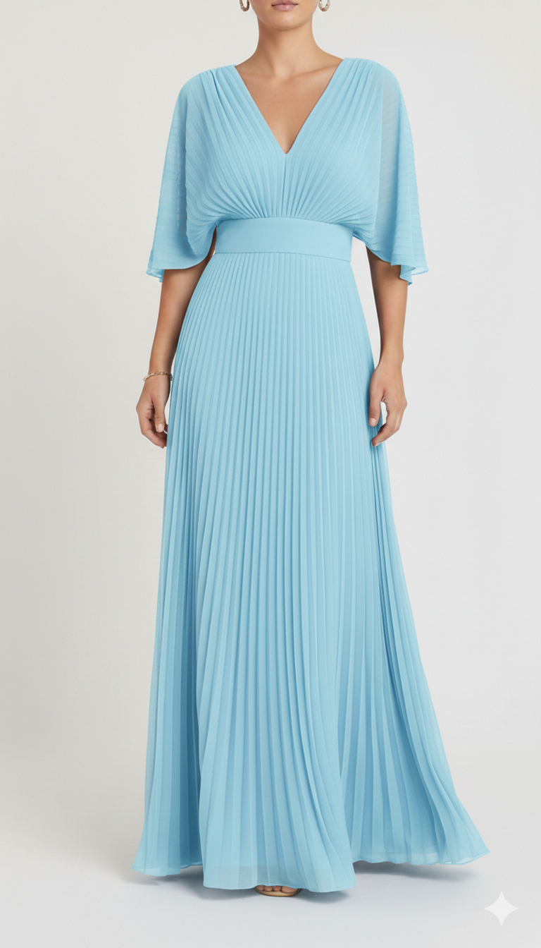 Alessia | Women's Wedding Guest Dress With Plunging V Neck And Pleated Skirt