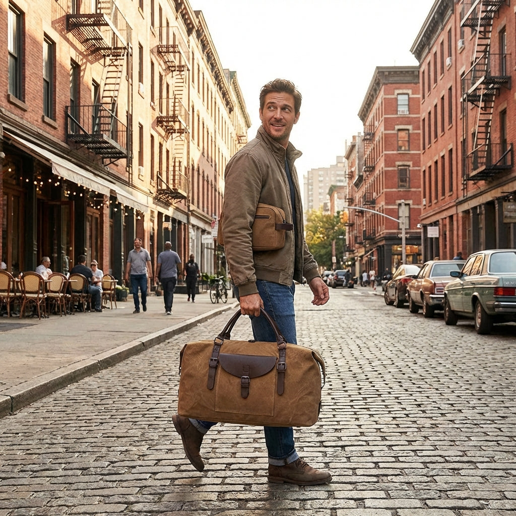 Alfie | Unisex Duffel Bag With Front Pocket And Buckle Straps | Travel