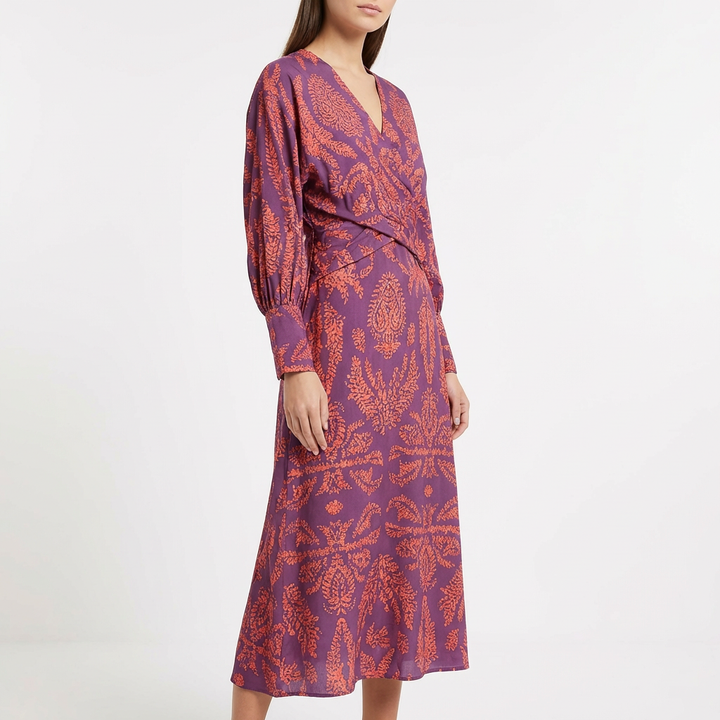 Amara | Women’s Formal Maxi Dress With Printed Design And V-Neck Wrap Style | Elegant