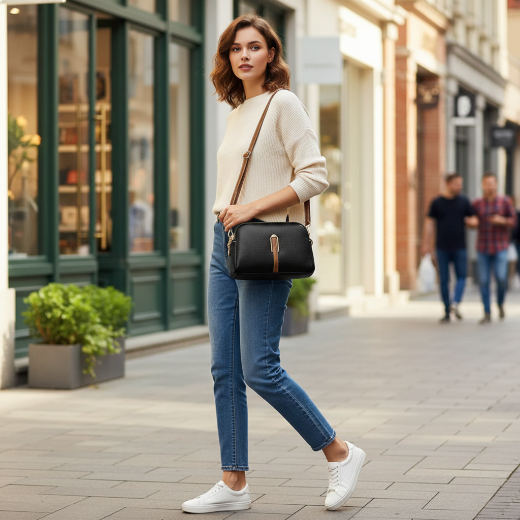 Amelia | Women’s Handbag With Gold Hardware And Soft Finish | Classic