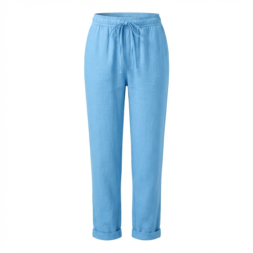 Amelia | Women’s Linen Trousers With Drawstring Waist And Side Pockets | Casual