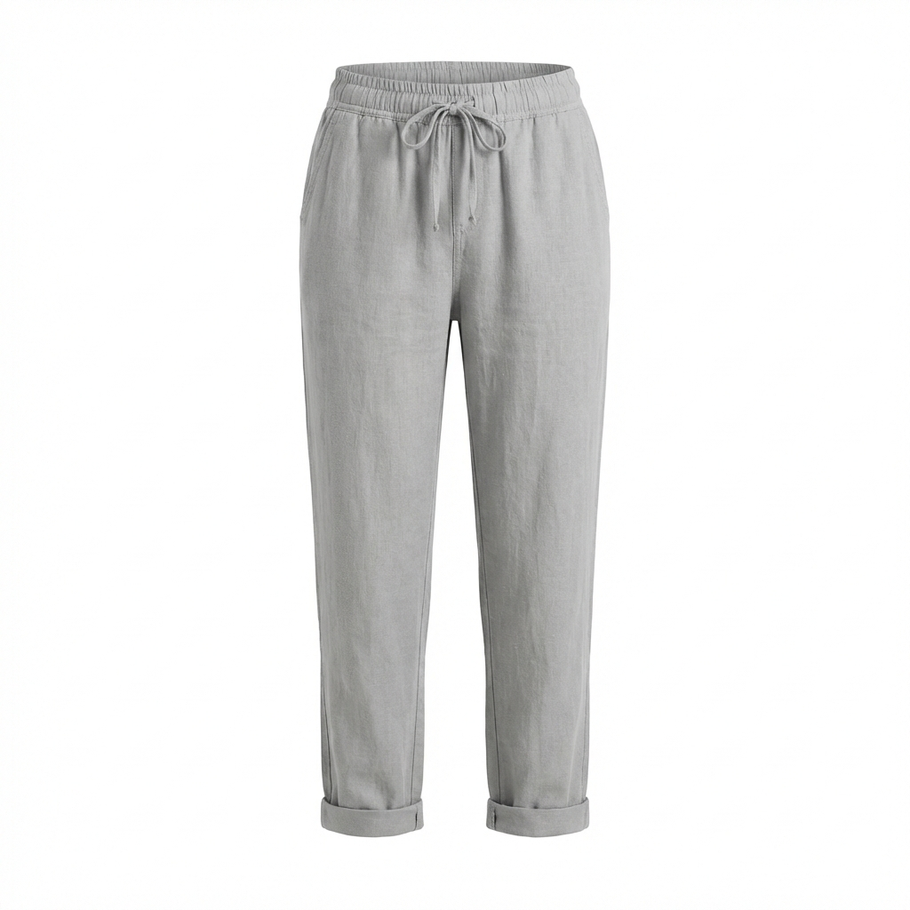 Amelia | Women’s Linen Trousers With Drawstring Waist And Side Pockets | Casual