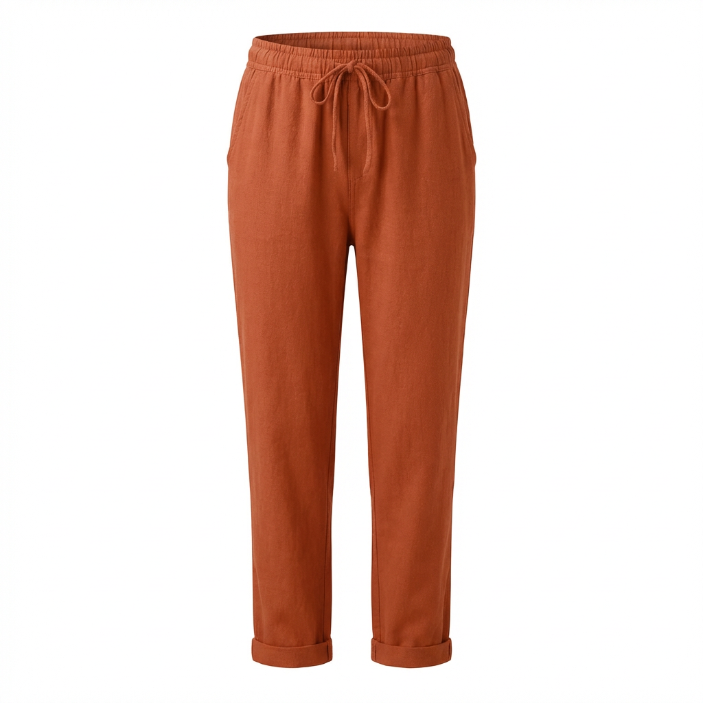 Amelia | Women’s Linen Trousers With Drawstring Waist And Side Pockets | Casual