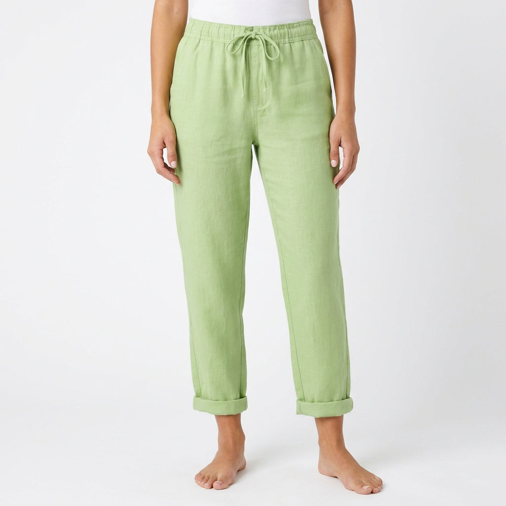 Amelia | Women’s Linen Trousers With Drawstring Waist And Side Pockets | Casual