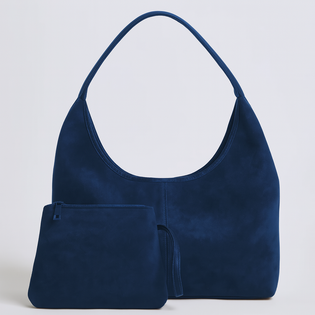 Amelia | Women’s Vegan Suede Tote Bag With Soft Shape And Matching Pouch | Chic