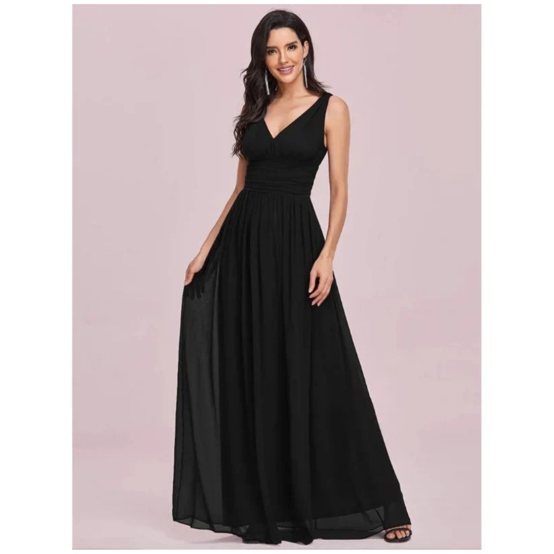 Amelina | Women's Wedding Guest Dress With V Neck And Gathered Waist