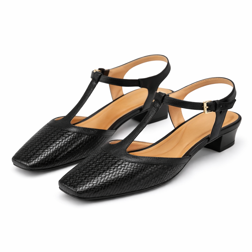 Ann | Women’s Sandals With T-Strap And Woven Leather Design | Classic