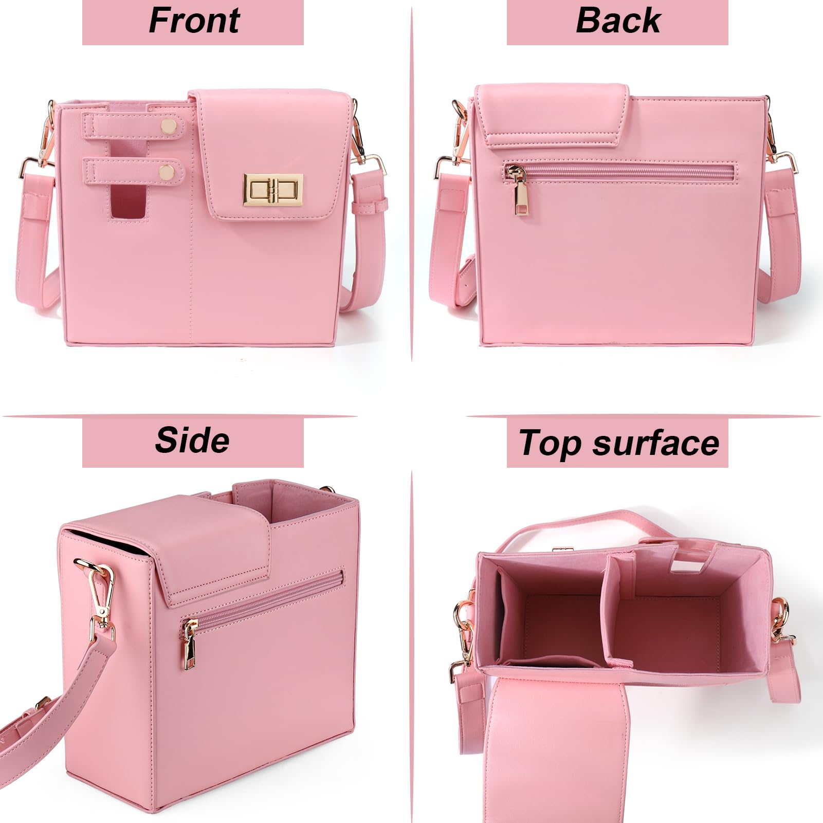 Arielle | Women’s Utility Handbag With Bottle Holder And Gold Hardware | Active