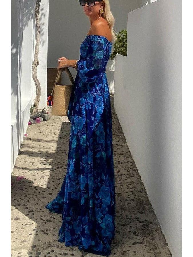Aurelia | Women's Floral Dress With Off-Shoulder Neckline And Flowing Maxi Skirt