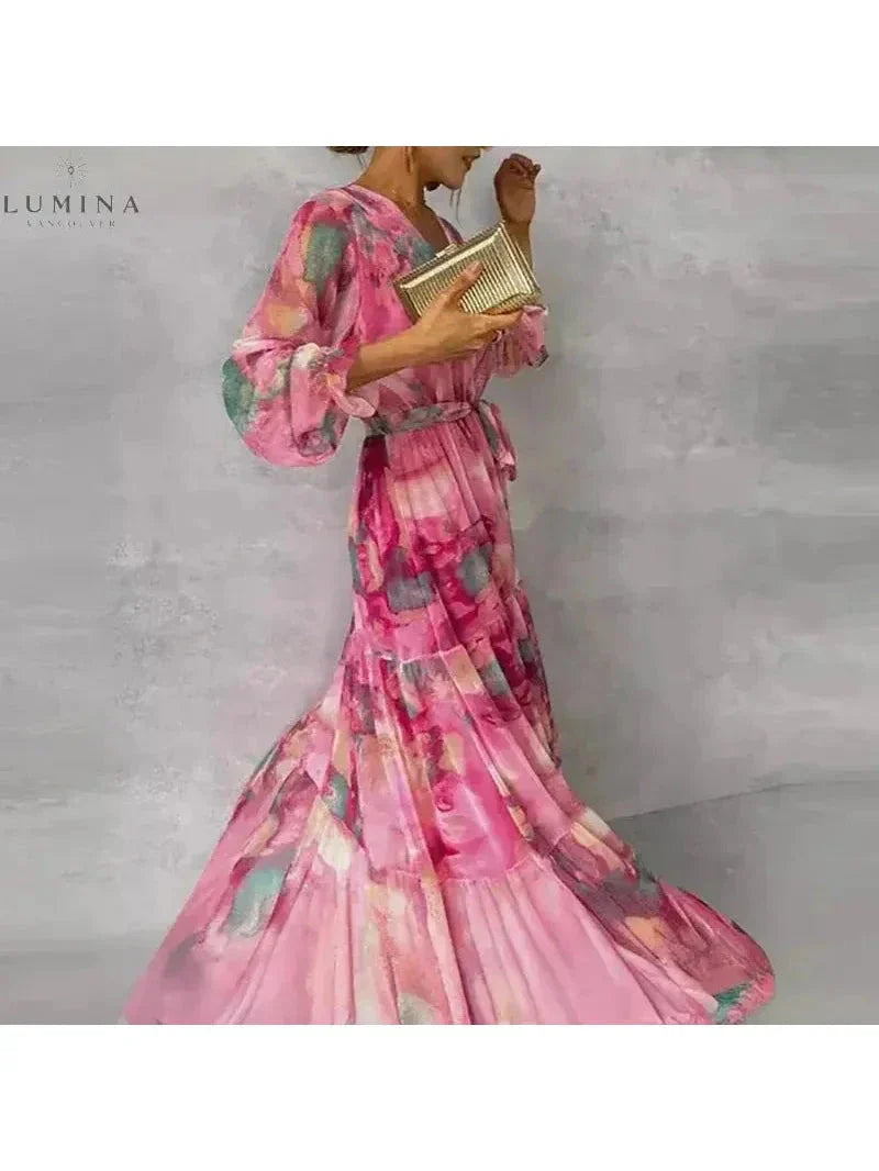 Aurelia | Women's Floral Dress With Wrap Front And Flowing Maxi Length