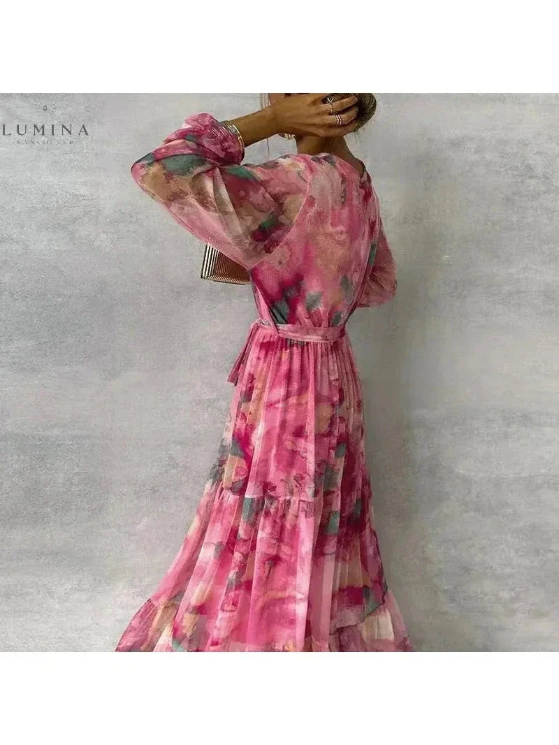 Aurelia | Women's Floral Dress With Wrap Front And Flowing Maxi Length