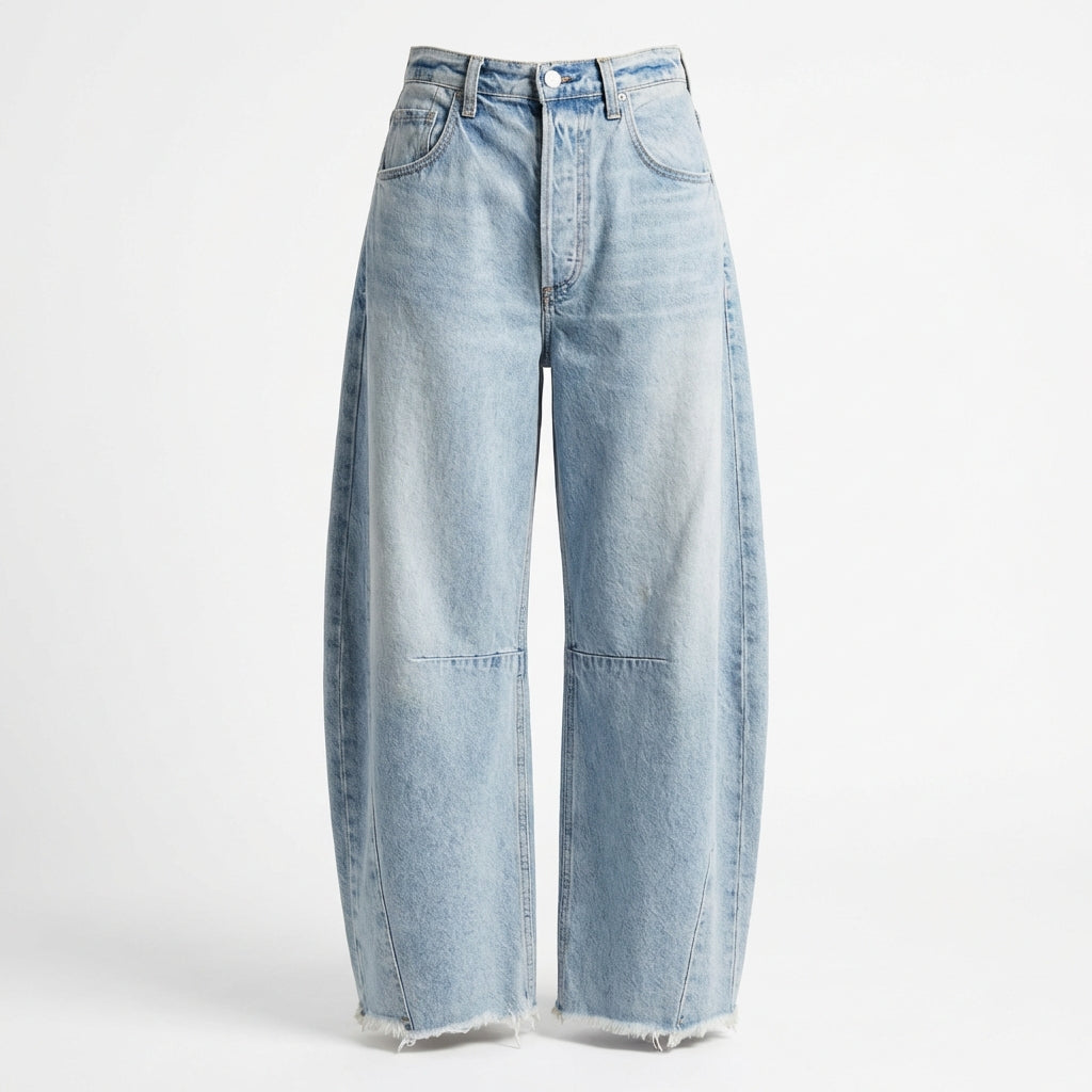 Ava | Women’s Baggy Jeans With Wide Leg Silhouette And Raw Hem Detail | Casual