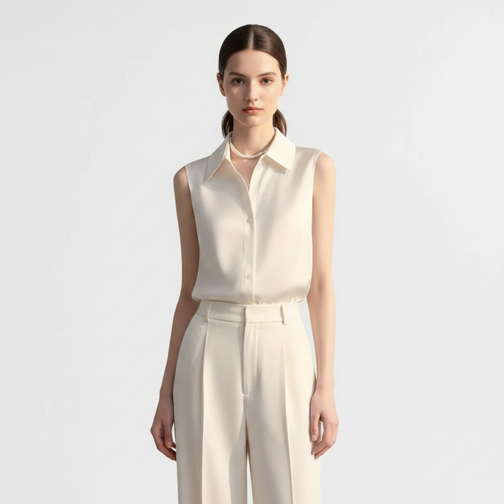 Ava | Women's Blouse With Sleeveless Design And Button Closure | Elegant
