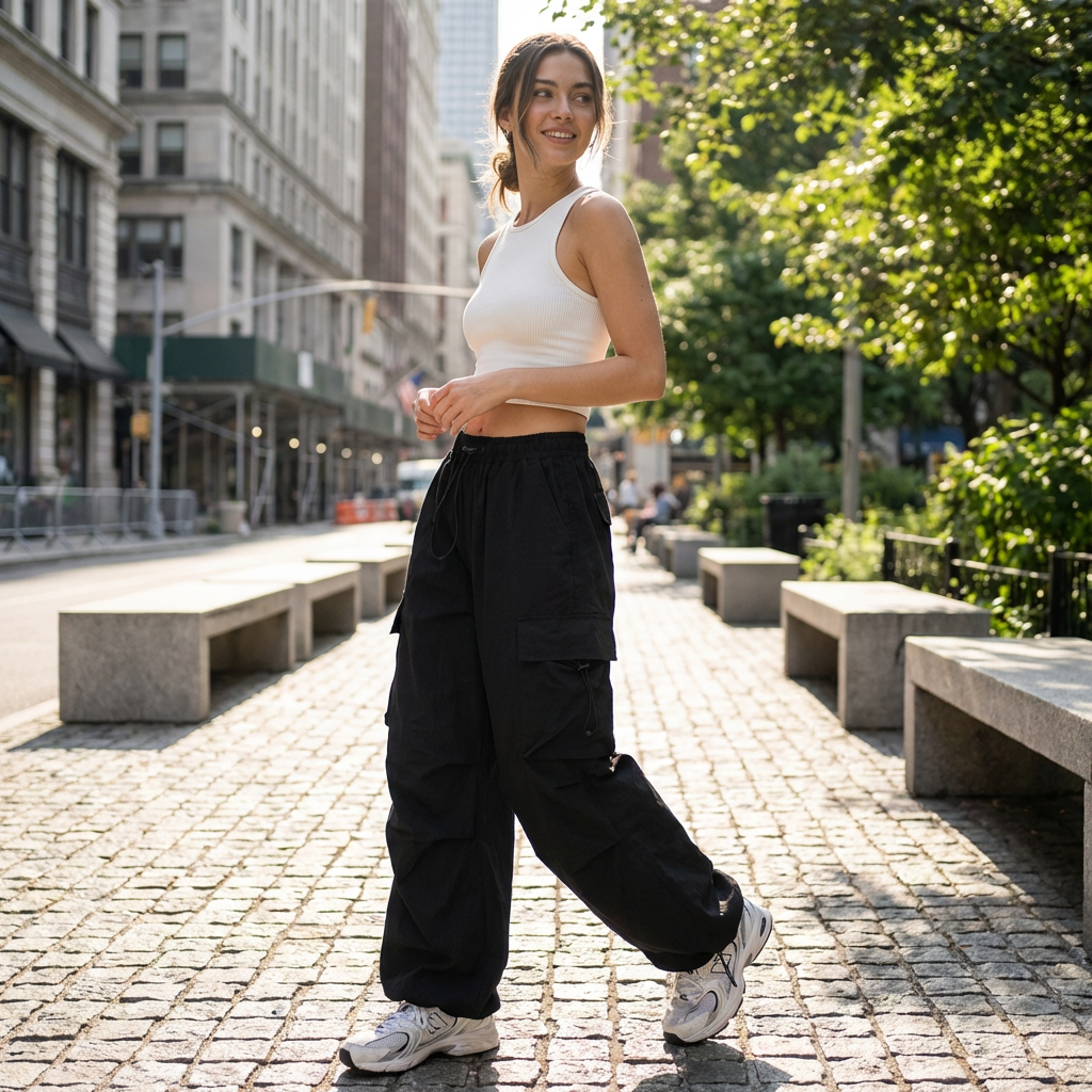 Ava | Women’s Cargo Trouser With Oversized Cargo Pockets And Drawstring | Street