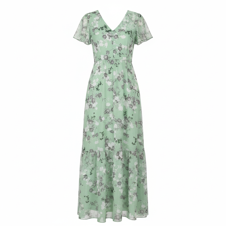 Ava | Women's Graduation Maxi Dress With V-Neckline And Flutter Sleeves | Elegant
