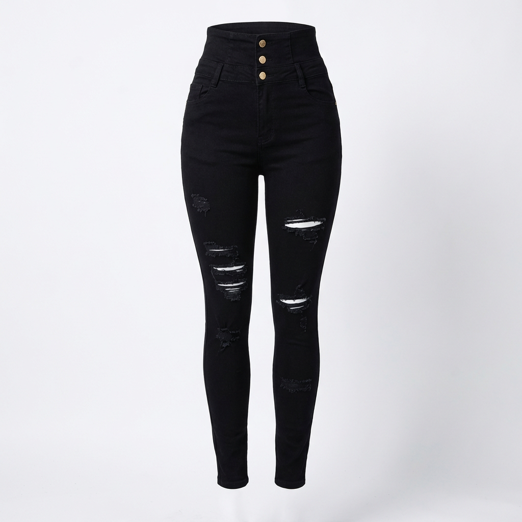 Ava | Women’s High Waist Jeans With Distressed Detail And Skinny Fit | Street