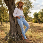 Ava | Women’s High Waist Jeans With Distressed Detail And Skinny Fit | Street