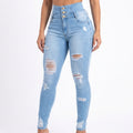 Ava | Women’s High Waist Jeans With Distressed Detail And Skinny Fit | Street