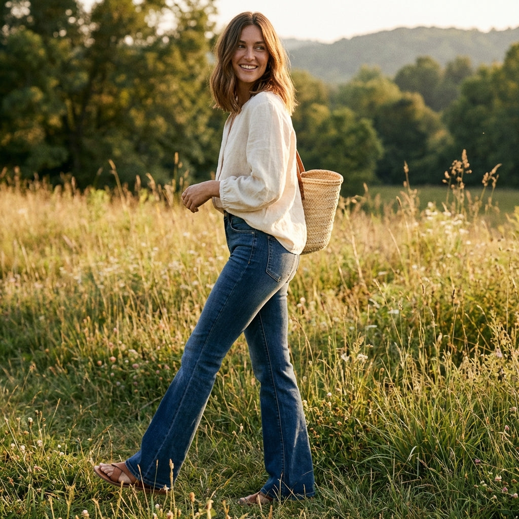 Ava | Women’s High Waist Jeans With Flared Leg Silhouette And Classic Fit | Chic