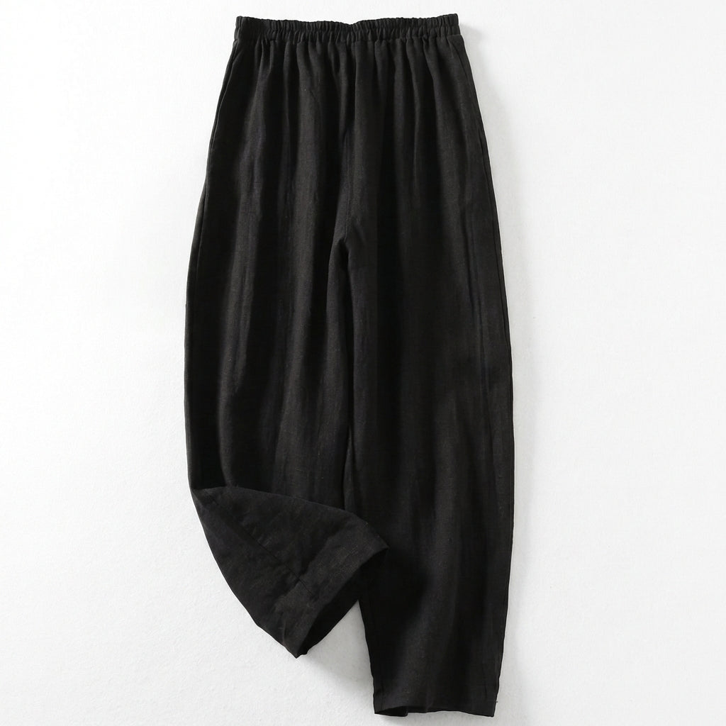 Ava | Women’s Linen Trousers With Elastic Waistband And Wide Leg Silhouette | Casual