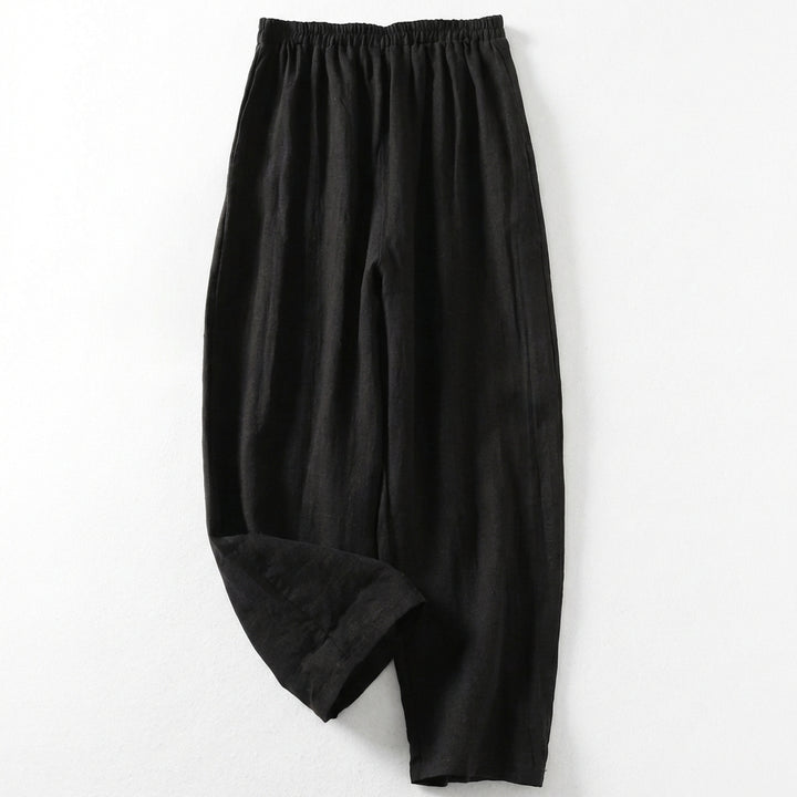 Ava | Women’s Linen Trousers With Elastic Waistband And Wide Leg Silhouette | Casual