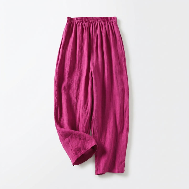 Ava | Women’s Linen Trousers With Elastic Waistband And Wide Leg Silhouette | Casual