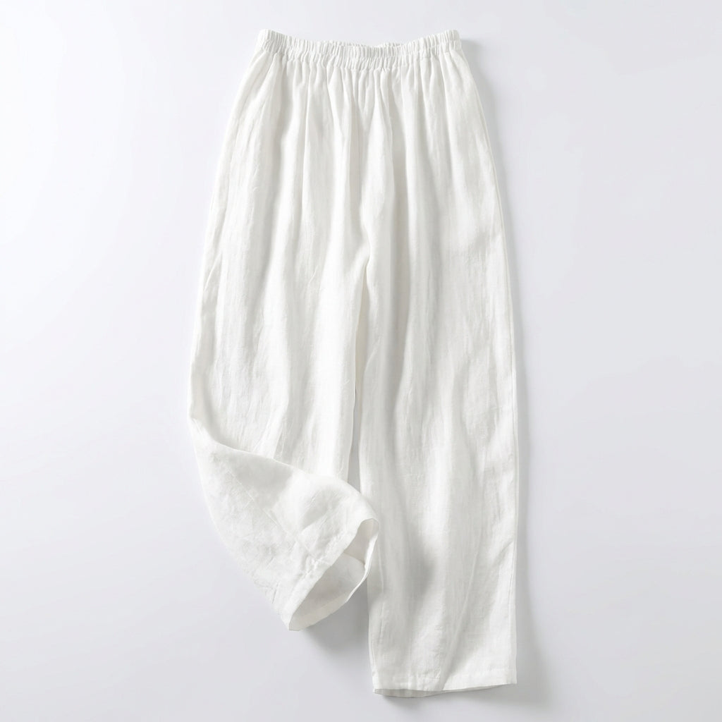 Ava | Women’s Linen Trousers With Elastic Waistband And Wide Leg Silhouette | Casual
