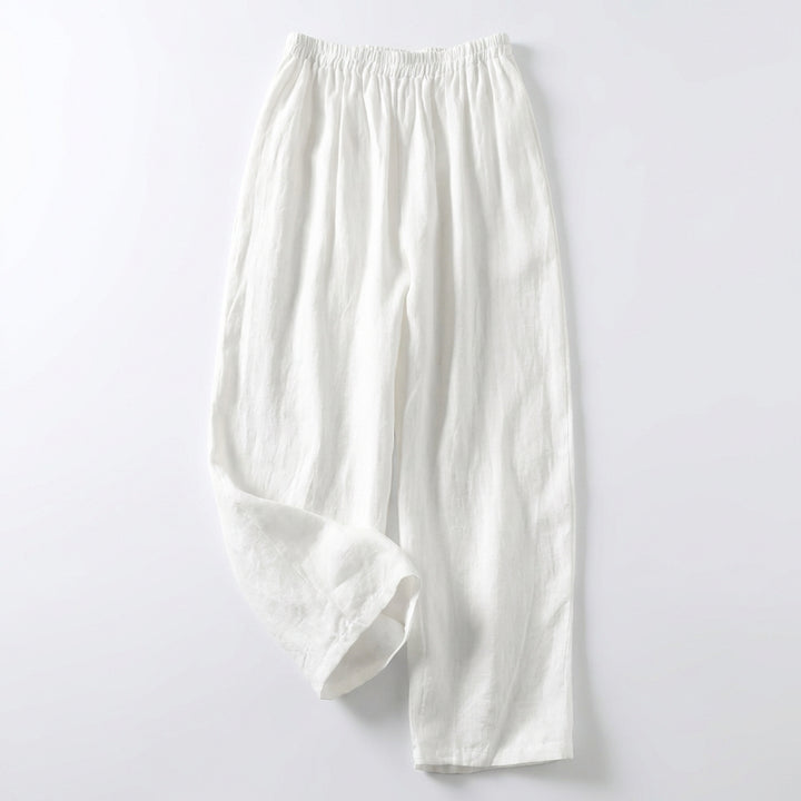 Ava | Women’s Linen Trousers With Elastic Waistband And Wide Leg Silhouette | Casual