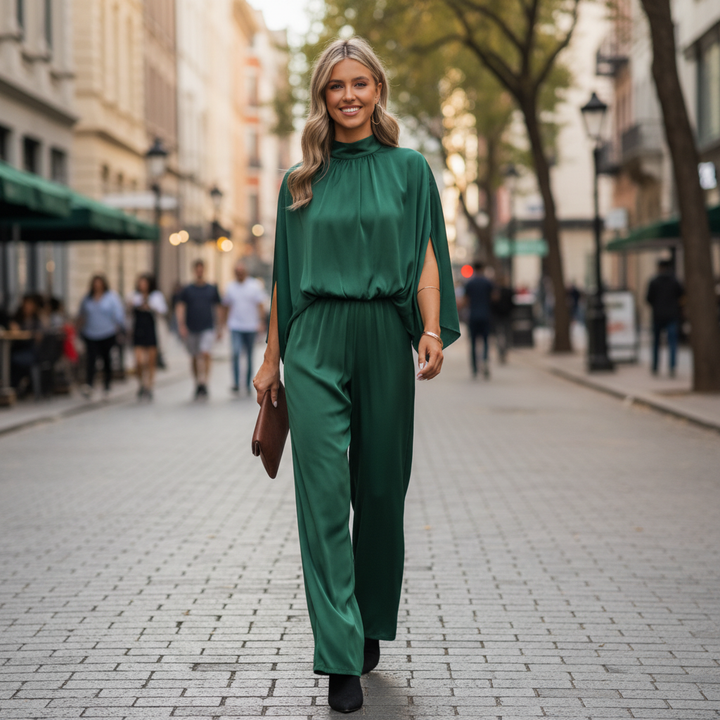 Ava | Women's One-Piece Jumpsuit With High Neck And Wide Leg | Elegant