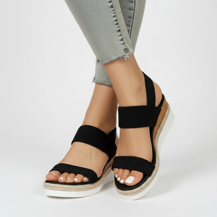 Ava | Women's Orthopedic Sandals With Elastic Straps And Platform Sole | Casual