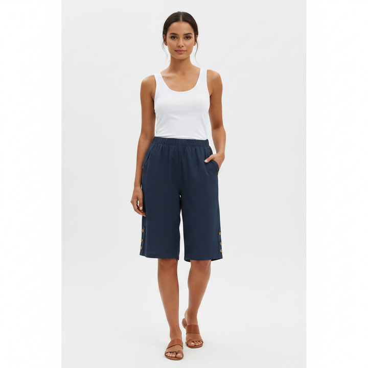 Ava | Women's Shorts With Elastic Waist And Button Detail | Casual