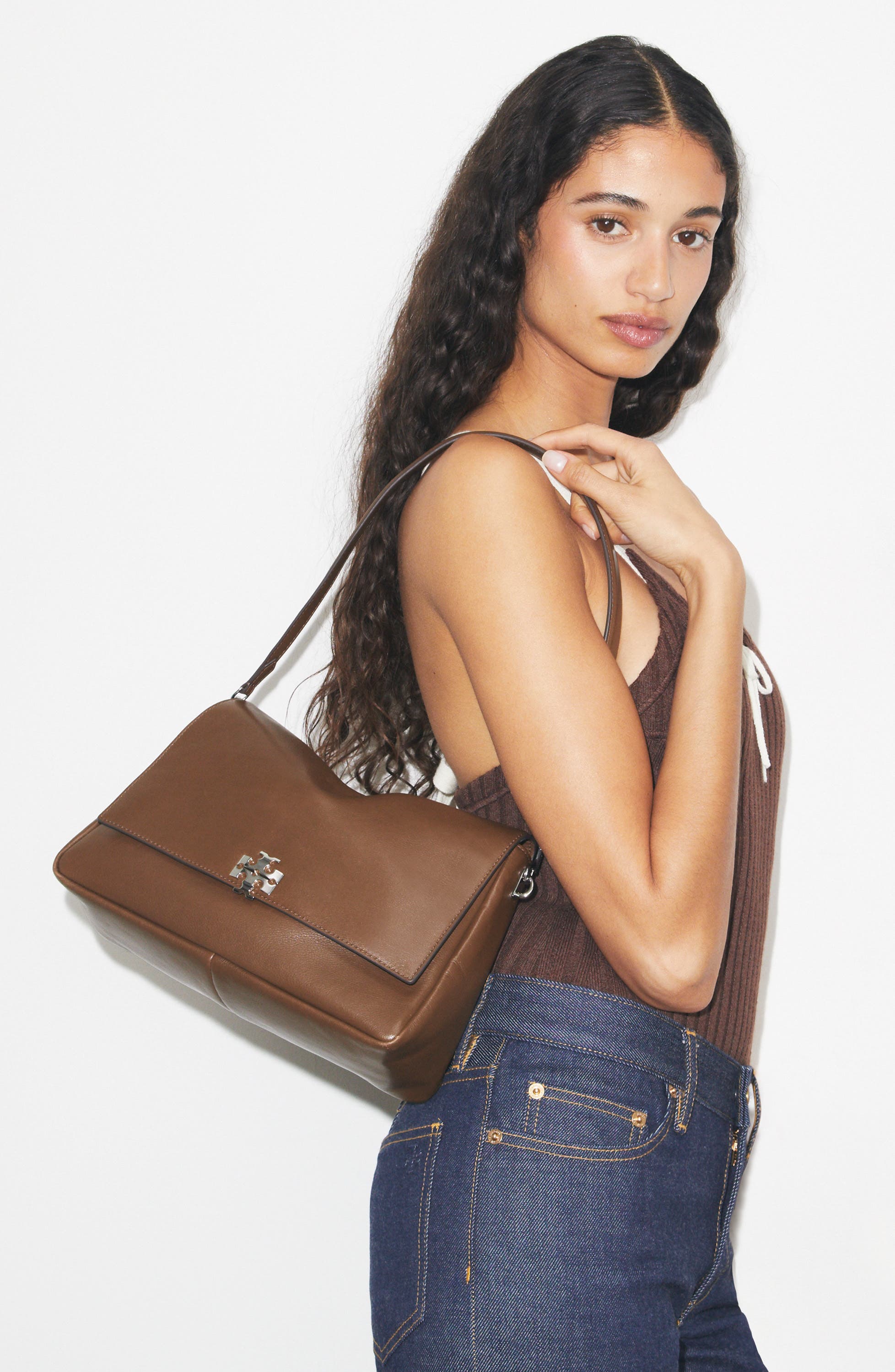 Ava | Women's Shoulder Bag With Leather Strap And Exposed Seams | Glamorous