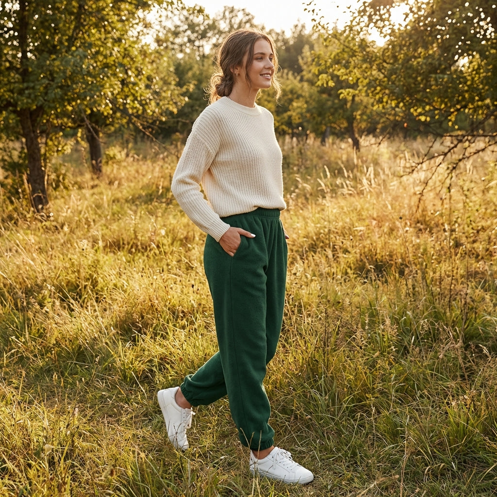 Ava | Women’s Sweat Pants With Elastic Waistband And Cuffed Hem | Casual