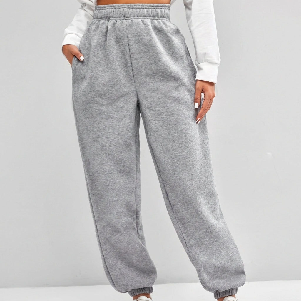 Ava | Women’s Sweat Pants With Elastic Waistband And Cuffed Hem | Casual