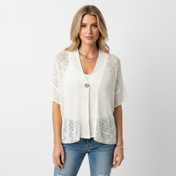 Ava | Women's Top With Openwork Knit And Button Closure | Casual